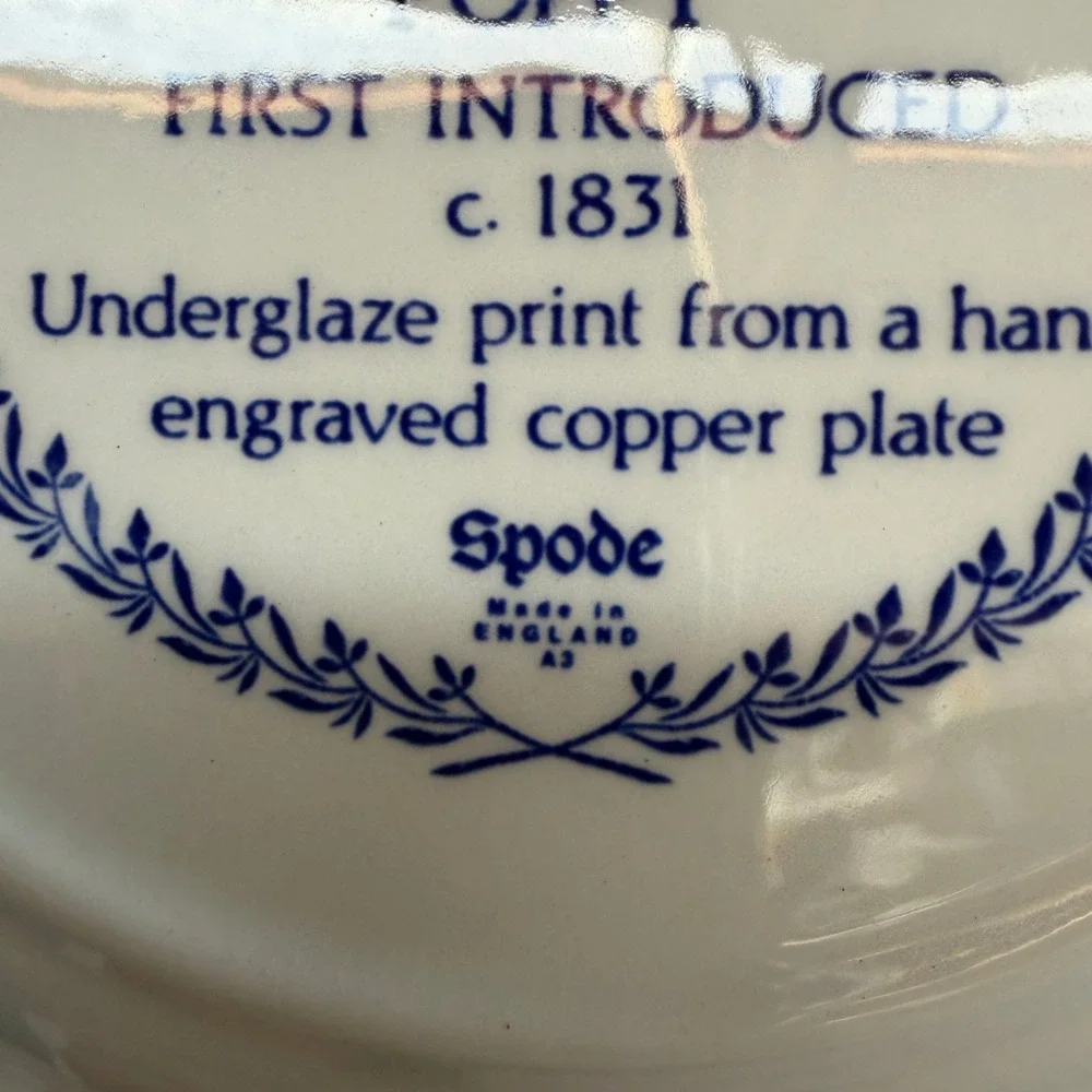 Vintage Spode Blue Room British Flowers Collection Set of 4 Plates Blue 10.5in